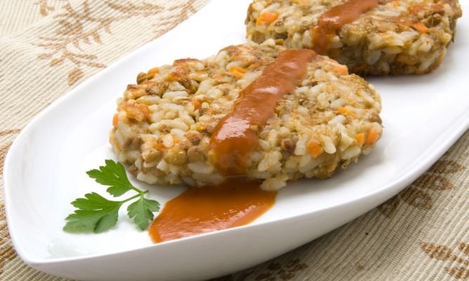 Hamburguesas de lentejas y arroz