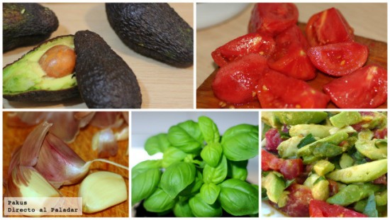 Ensalada de aguacate, albahaca y tomate