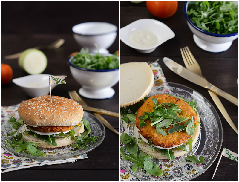 Hamburguesas de garbanzos y calabacín.